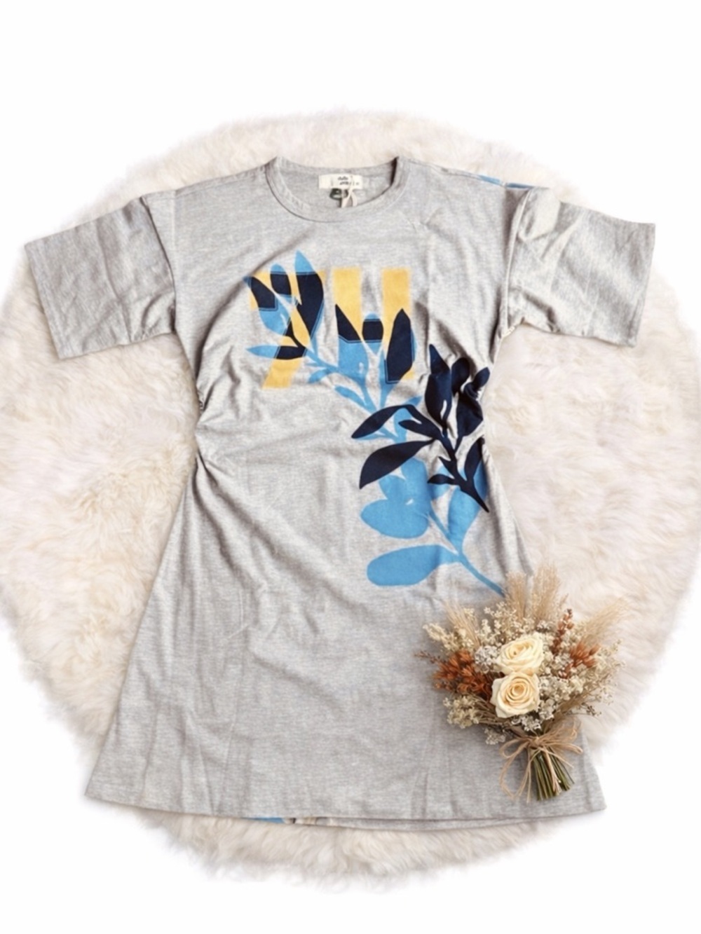Anthropologie Daily Practice Short-Sleeve Graphic Collegiate Mini T-Shirt Dress